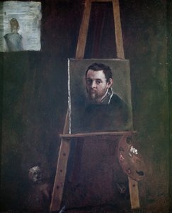 Self Portrait Mounted on an Easel, 1605 by Annibale Carracci